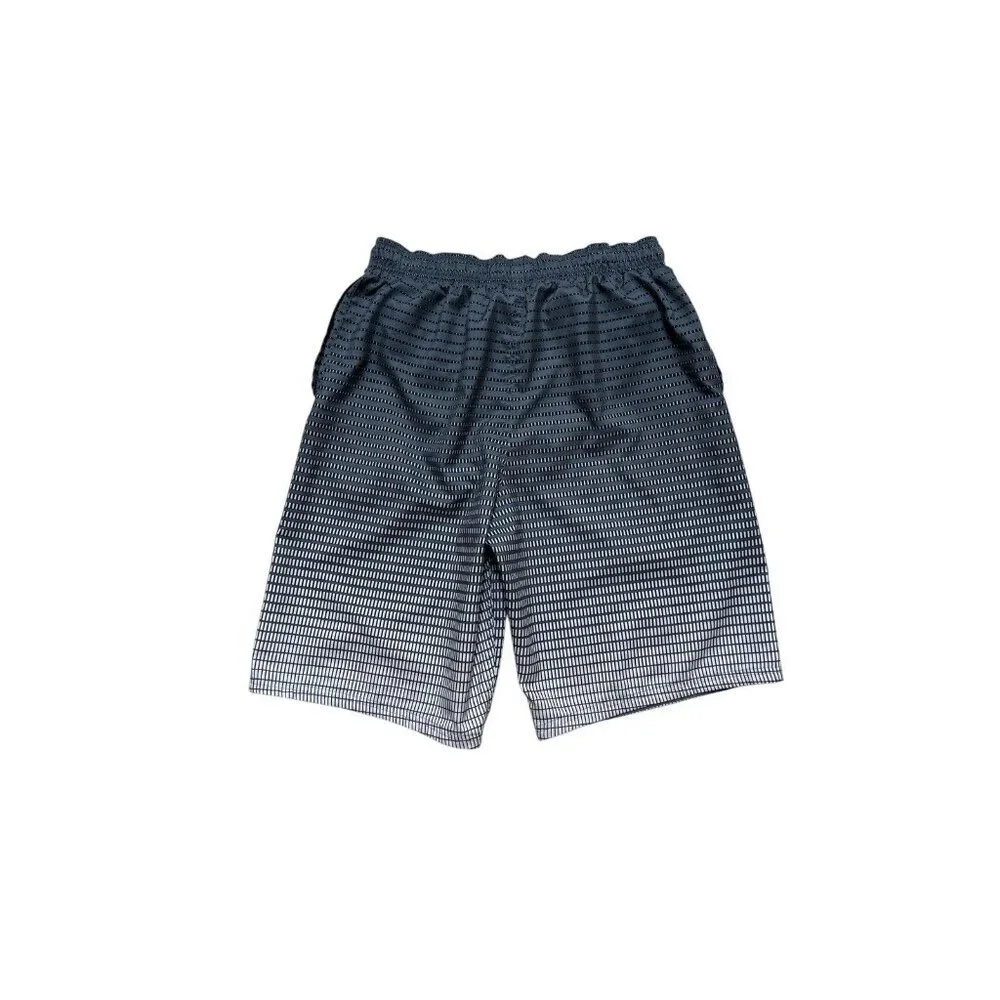 Nike Swim Trunks Mens Medium Black Gray Grid 10” Inseam